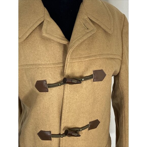 Vintage Mitchell Wool Duffle Coat 70s Toggle Plaid Lined Winter Woman M - Picture 6 of 14